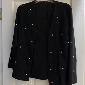 Pearl accent women’s black blazer